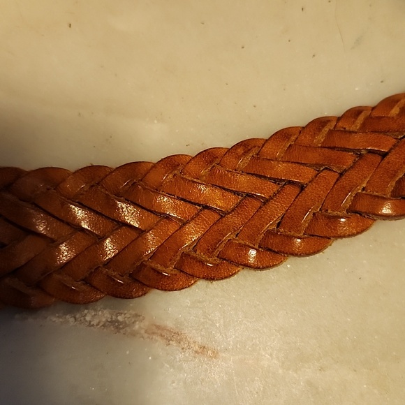 ECHO Made In Turkey Brown Leather Braided Belt - Picture 8 of 16